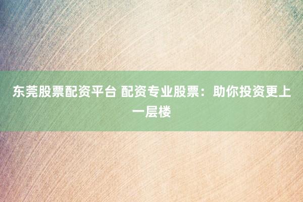 东莞股票配资平台 配资专业股票：助你投资更上一层楼